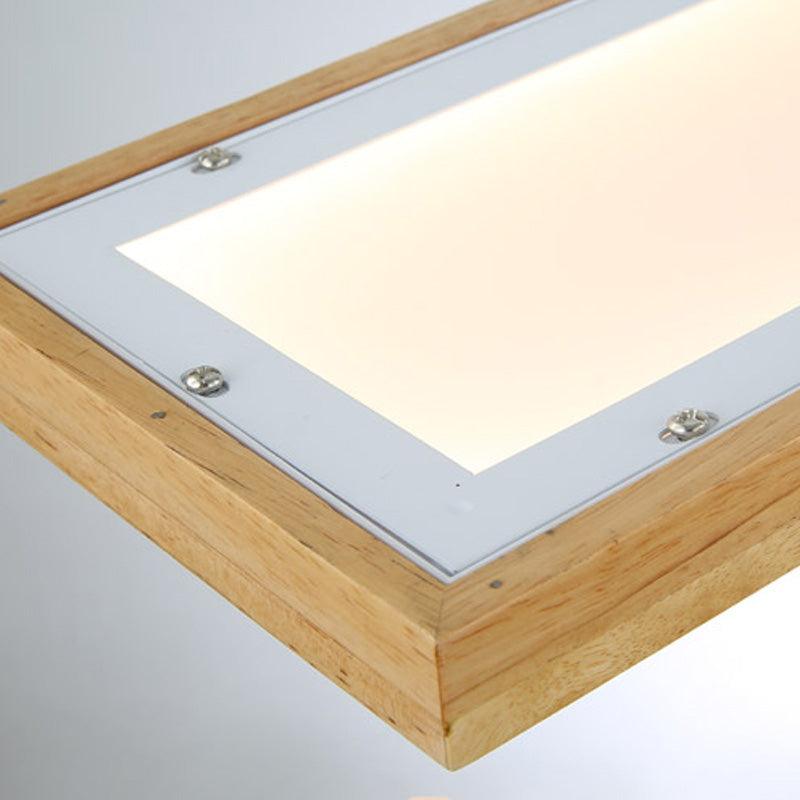 Beige Rectangle Ceiling Chandelier Minimalism Wood LED Light - Rebooters