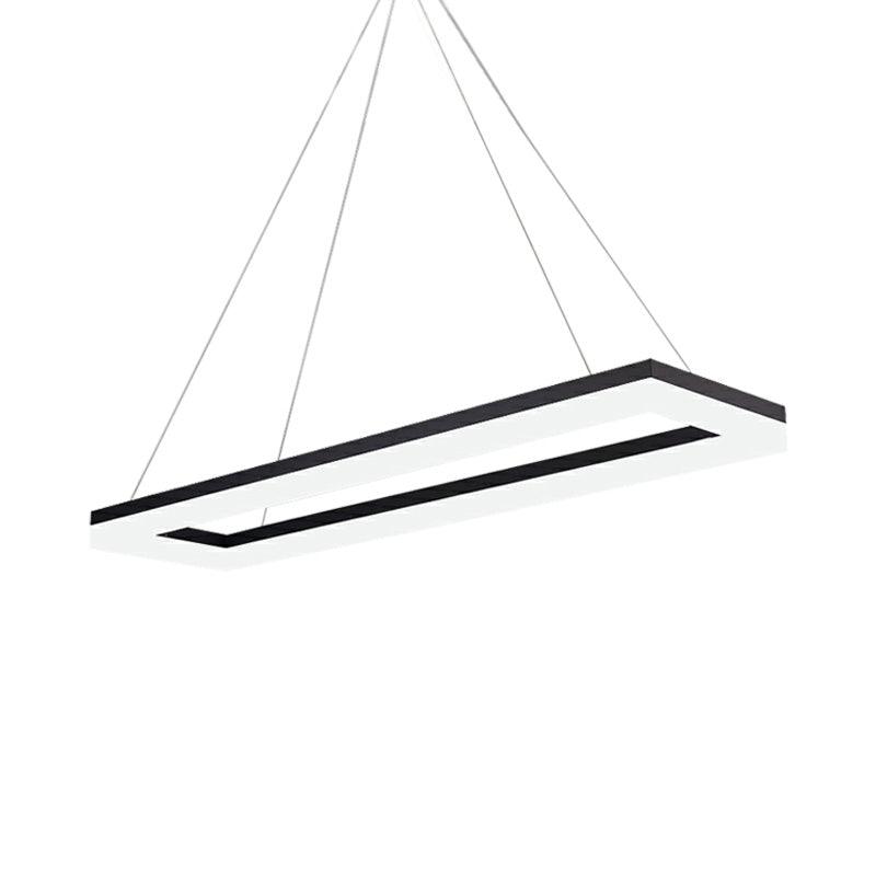 Black Rectangle Chandelier Light Modernism Acrylic LED Fixture - Rebooters