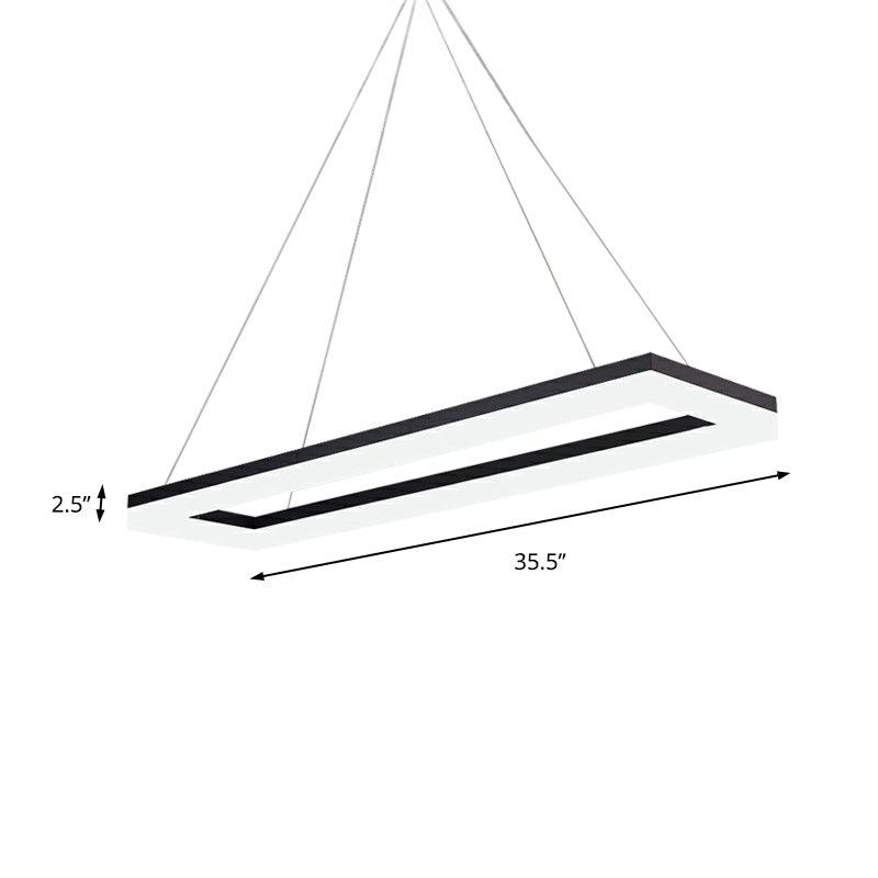 Black Rectangle Chandelier Light Modernism Acrylic LED Fixture - Rebooters