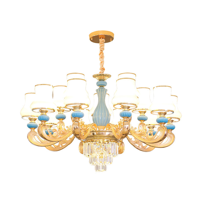 Bud Shade Bedroom Chandelier Lighting Classic Cream Glass Blue Pendant Light - Rebooters
