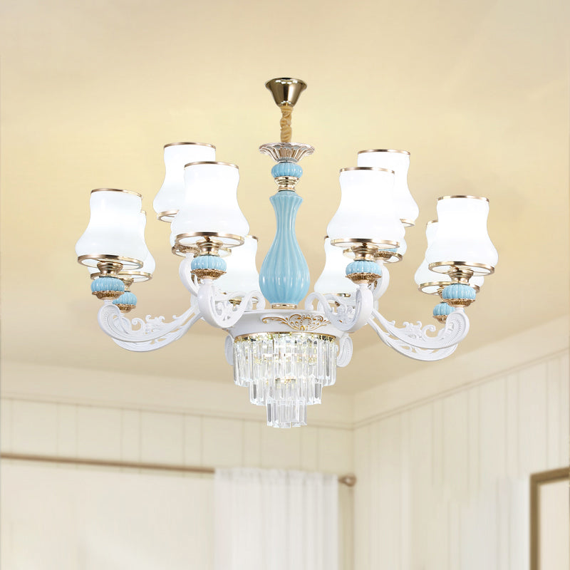 Bud Shade Bedroom Chandelier Lighting Classic Cream Glass Blue Pendant Light - Rebooters