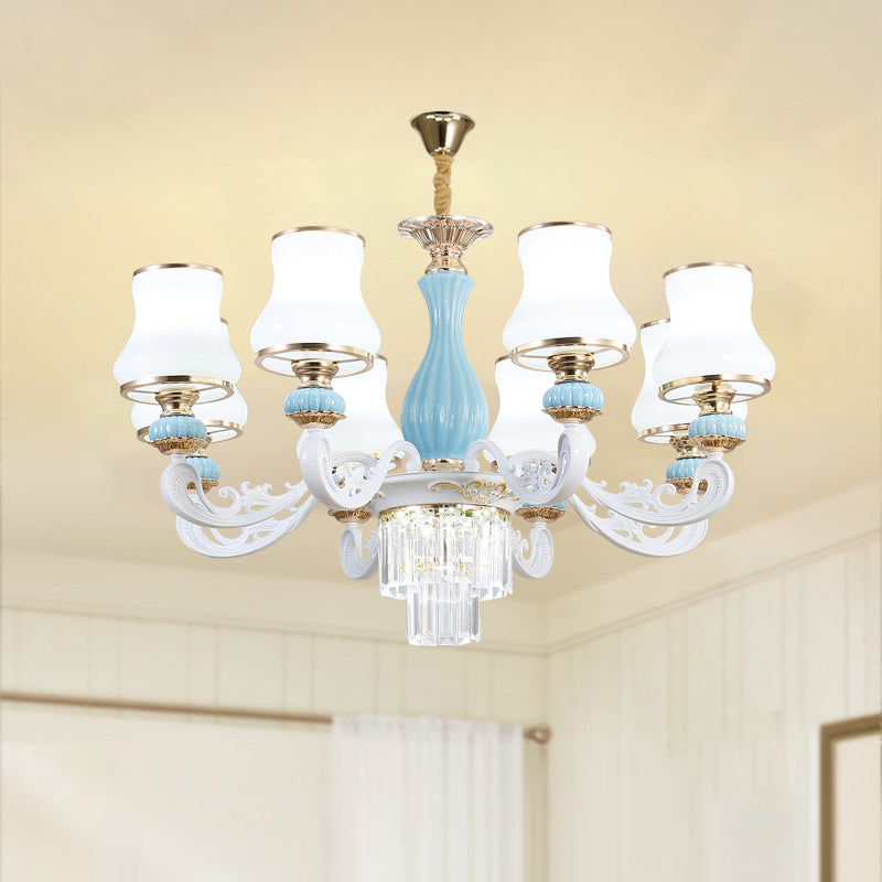 Bud Shade Bedroom Chandelier Lighting Classic Cream Glass Blue Pendant Light - Rebooters