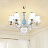 Bud Shade Bedroom Chandelier Lighting Classic Cream Glass Blue Pendant Light - Rebooters