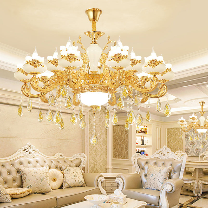 Opaque Glass Bud Ceiling Lighting Traditional Chandelier Light - Rebooters