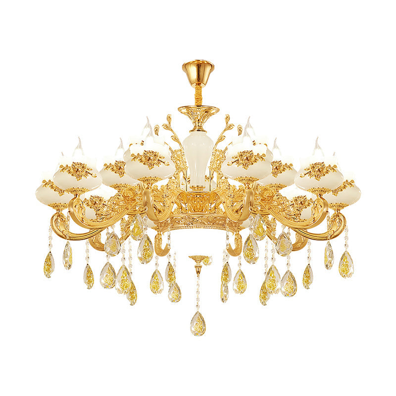 Opaque Glass Bud Ceiling Lighting Traditional Chandelier Light - Rebooters