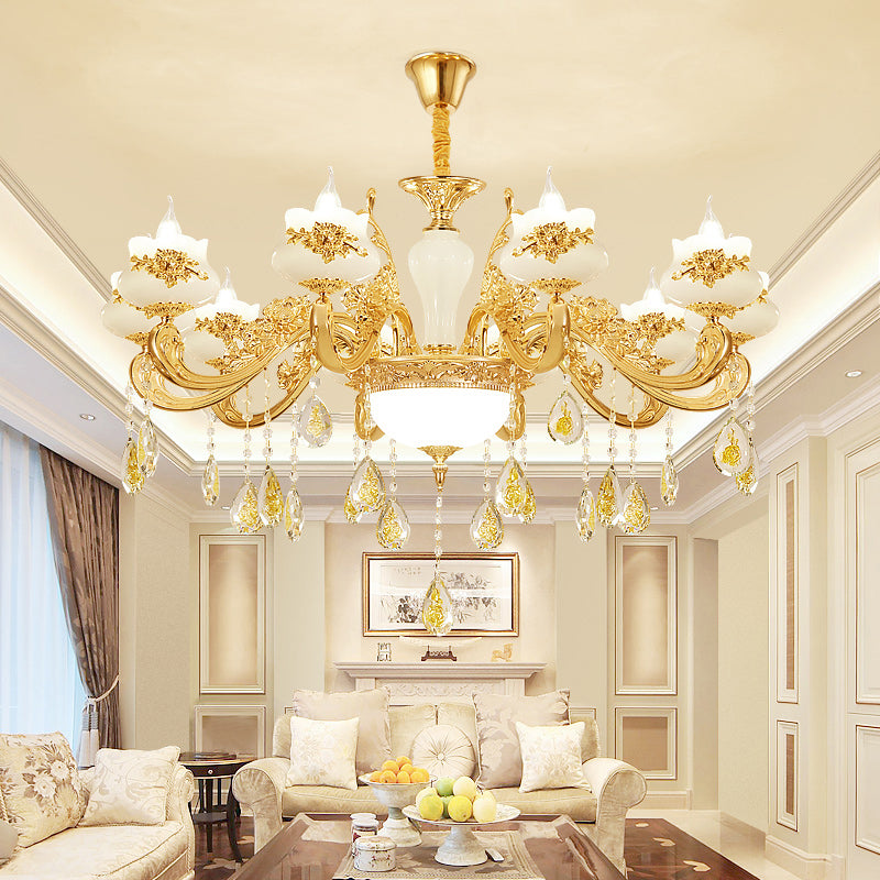 Opaque Glass Bud Ceiling Lighting Traditional Chandelier Light - Rebooters