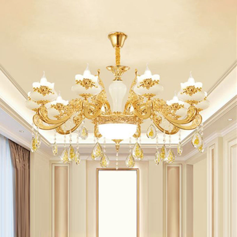 Opaque Glass Bud Ceiling Lighting Traditional Chandelier Light - Rebooters