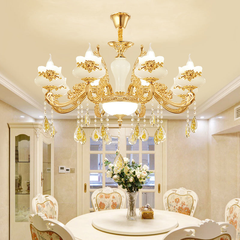 Opaque Glass Bud Ceiling Lighting Traditional Chandelier Light - Rebooters