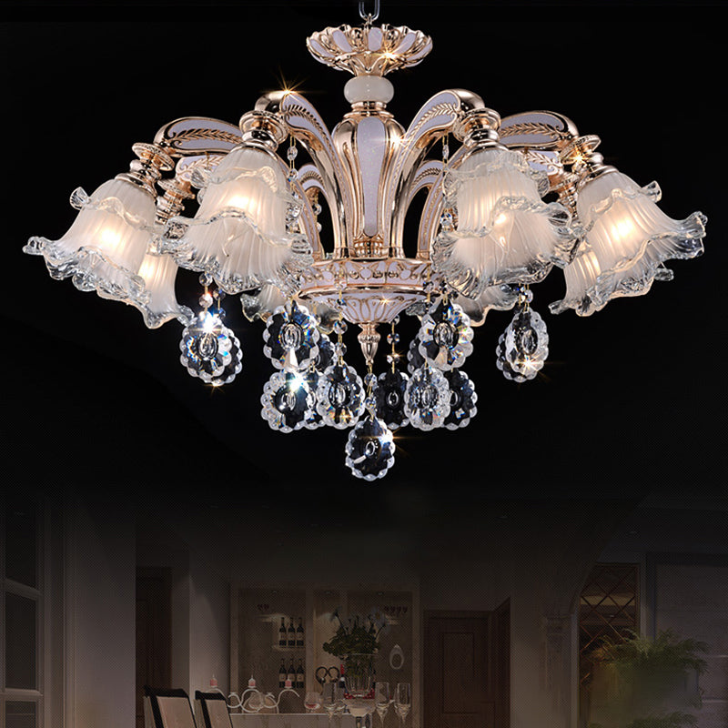 Vintage Floral Chandelier Pendant Light with Crystal Accent - Rebooters