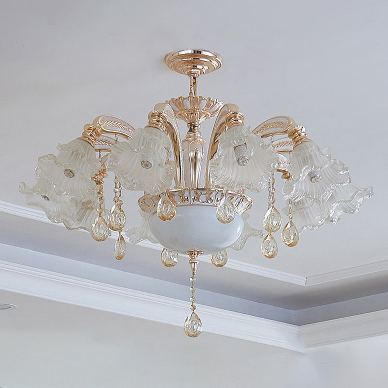 Vintage Floral Chandelier Pendant Light with Crystal Accent - Rebooters