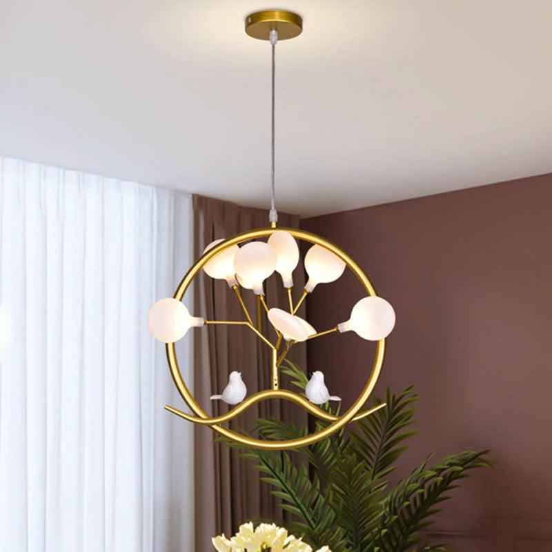 Artistic Tree LED Suspension Light Metallic Dining Room Chandelier Light in Gold - Rebooters