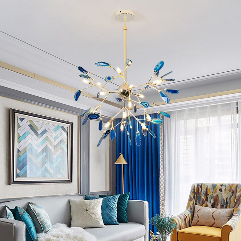 Sputnik Firefly LED Ceiling Lighting Agate Chandelier Gold - Rebooters