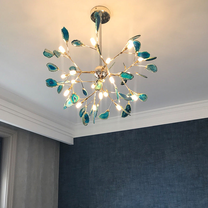 Sputnik Firefly LED Ceiling Lighting Agate Chandelier Gold - Rebooters