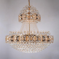 Modernism Basket Hanging Lamp Faceted Crystal Ball 9 Lights Chandelier in Gold - Rebooters
