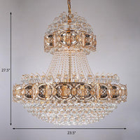 Modernism Basket Hanging Lamp Faceted Crystal Ball 9 Lights Chandelier in Gold - Rebooters