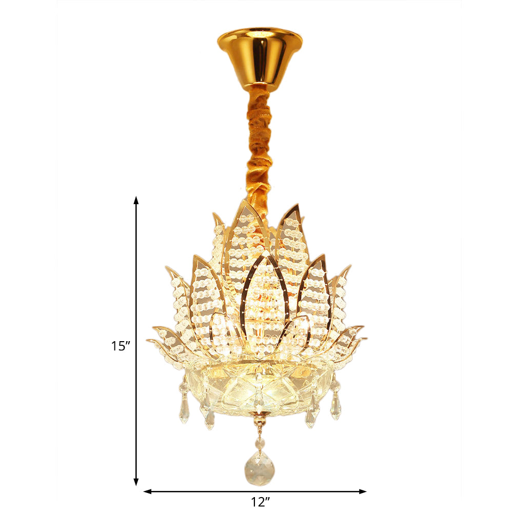 3 Lights Hallway Chandelier Light with Lotus Crystal Shade - Rebooters