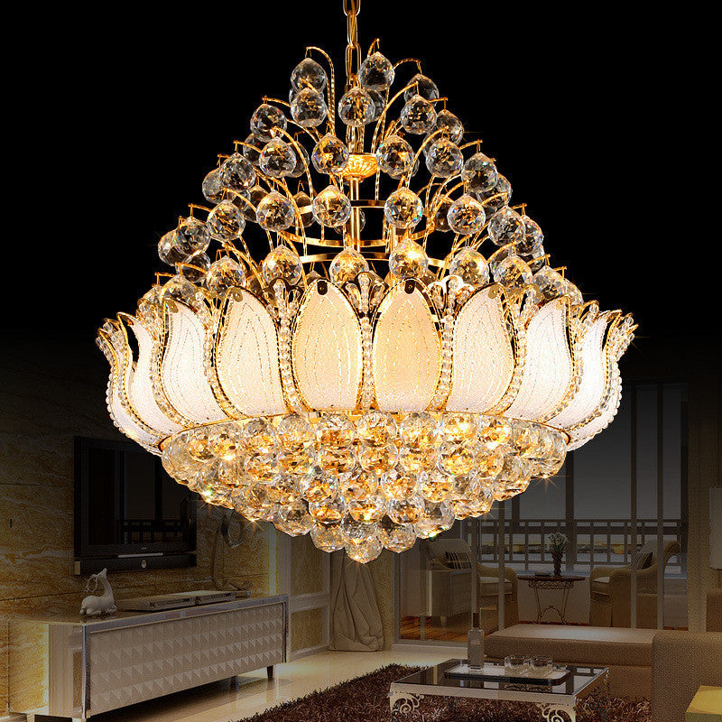 Gold Lotus Hanging Light Contemporary 9/11 Lights Chandelier - Rebooters