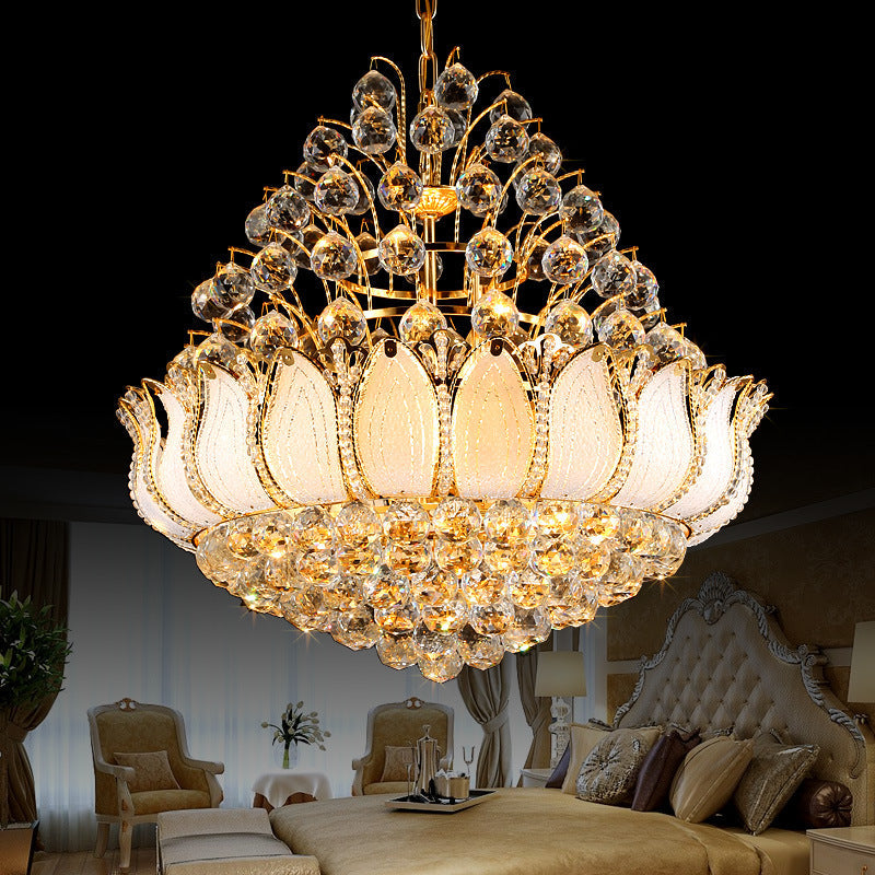 Gold Lotus Hanging Light Contemporary 9/11 Lights Chandelier - Rebooters