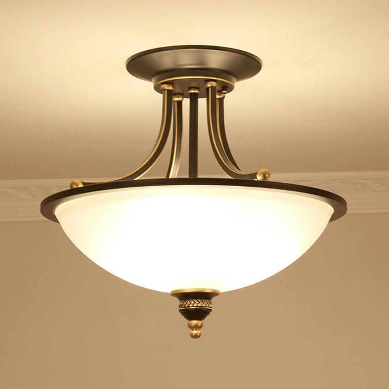 3 Heads Ceiling Lighting Traditional Bowl Frosted Glass Chandelier - Rebooters