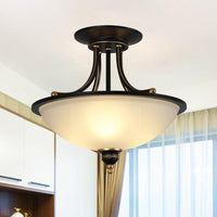 3 Heads Ceiling Lighting Traditional Bowl Frosted Glass Chandelier - Rebooters