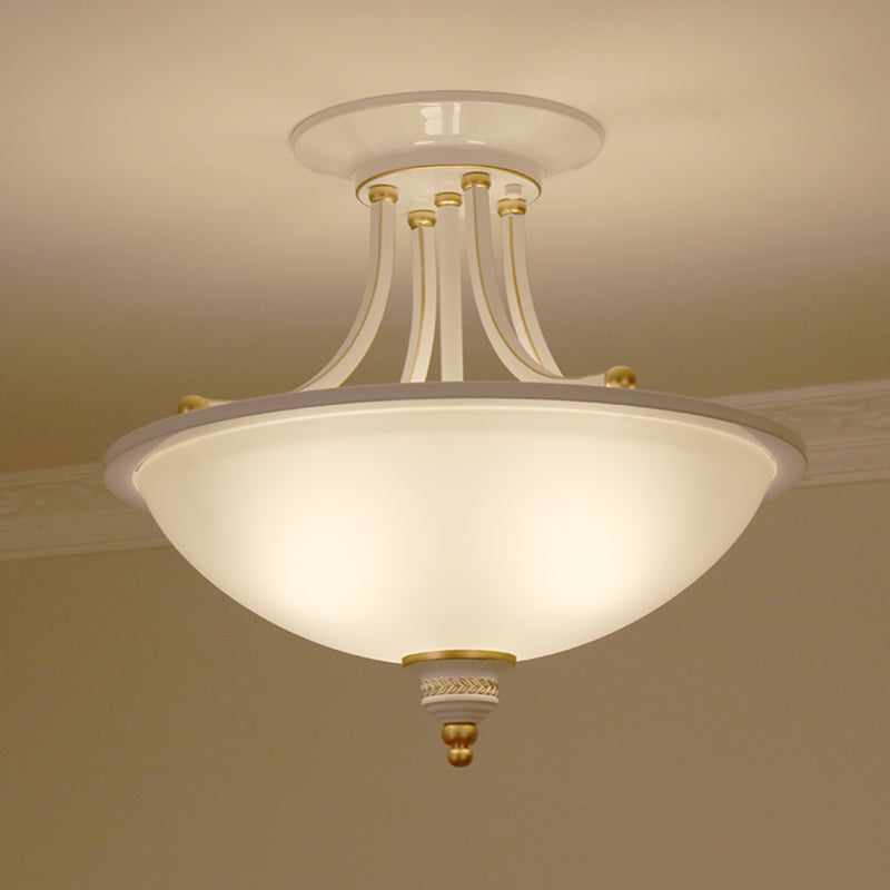 3 Heads Ceiling Lighting Traditional Bowl Frosted Glass Chandelier - Rebooters