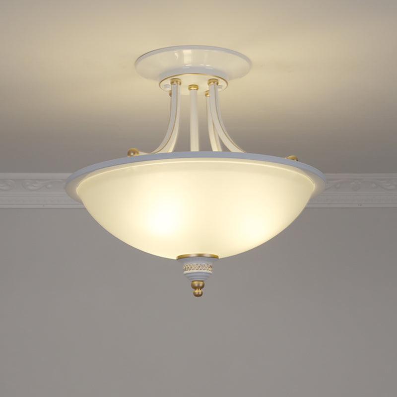 3 Heads Ceiling Lighting Traditional Bowl Frosted Glass Chandelier - Rebooters