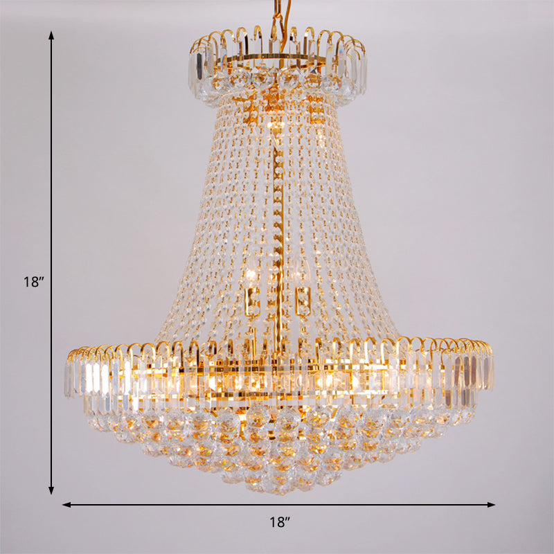 16 Lights Lobby Ceiling Lamp with Urn Crystal Shade Gold Chandelier 16"/23.5" Wide - Rebooters