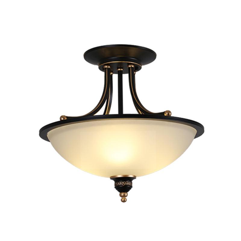 3 Heads Ceiling Lighting Traditional Bowl Frosted Glass Chandelier - Rebooters