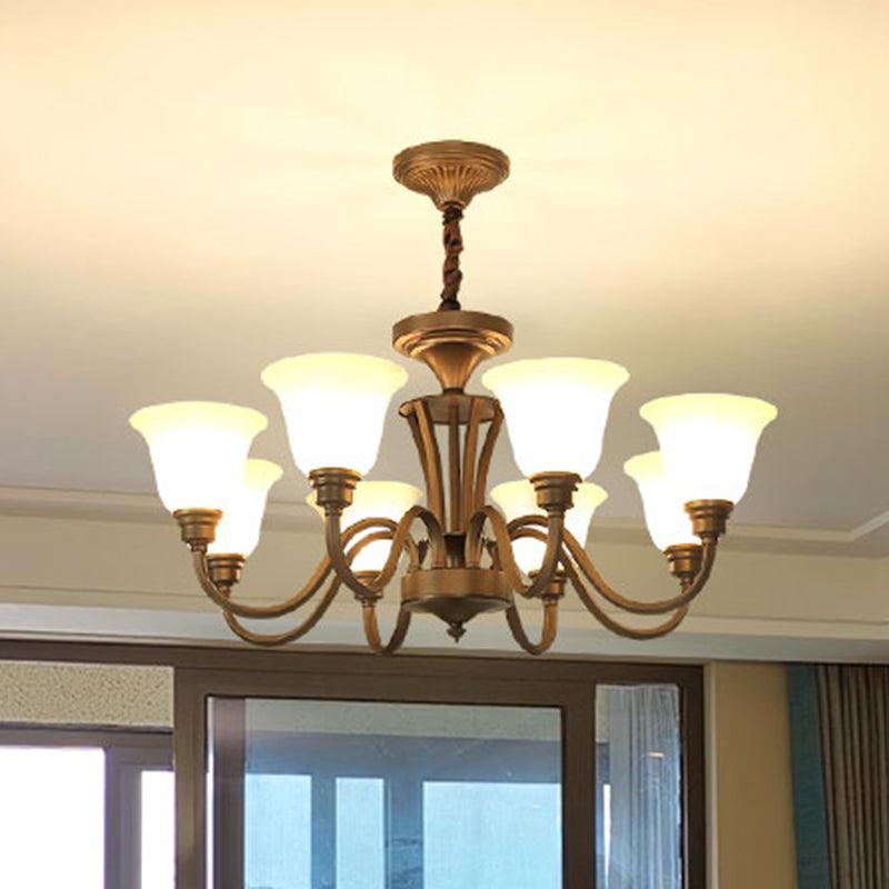 Bell Frosted Glass Chandelier Light Retro Style Pendant Fixture - Rebooters