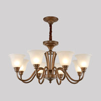 Bell Frosted Glass Chandelier Light Retro Style Pendant Fixture - Rebooters