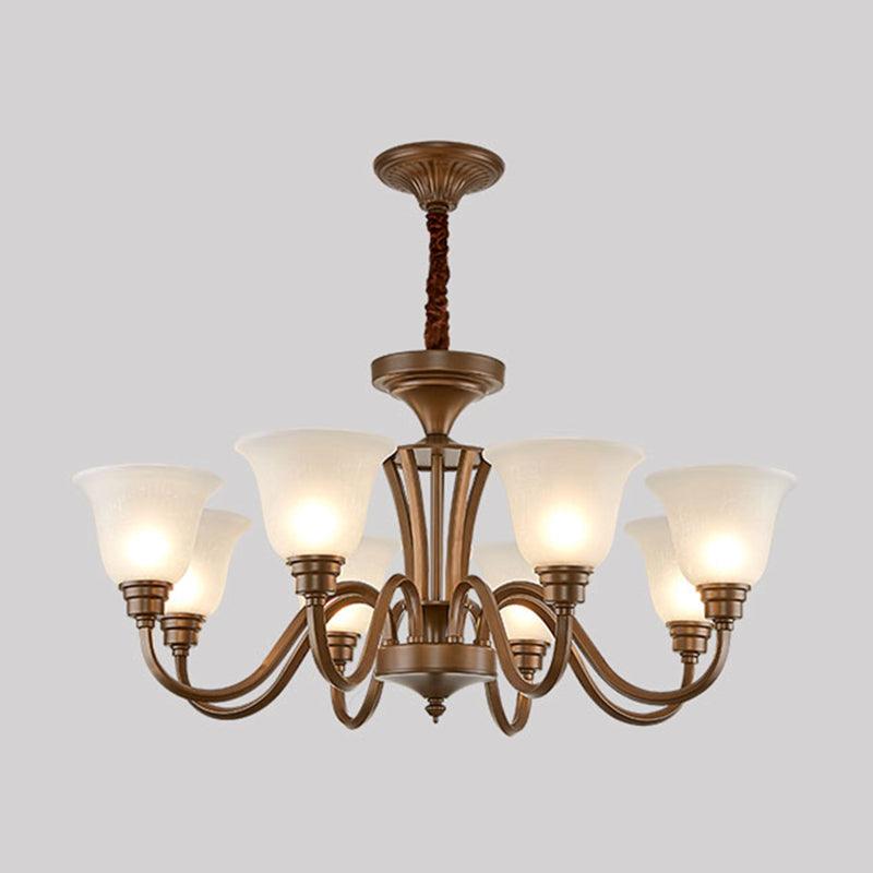 Bell Frosted Glass Chandelier Light Retro Style Pendant Fixture - Rebooters