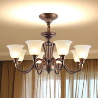 Bell Frosted Glass Chandelier Light Retro Style Pendant Fixture - Rebooters
