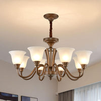 Bell Frosted Glass Chandelier Light Retro Style Pendant Fixture - Rebooters