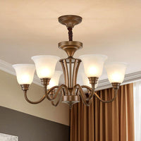Bell Frosted Glass Chandelier Light Retro Style Pendant Fixture - Rebooters
