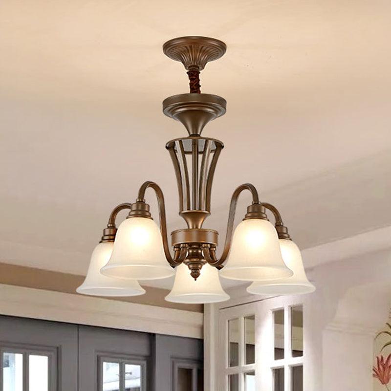 Bell Frosted Glass Chandelier Light Retro Style Pendant Fixture - Rebooters