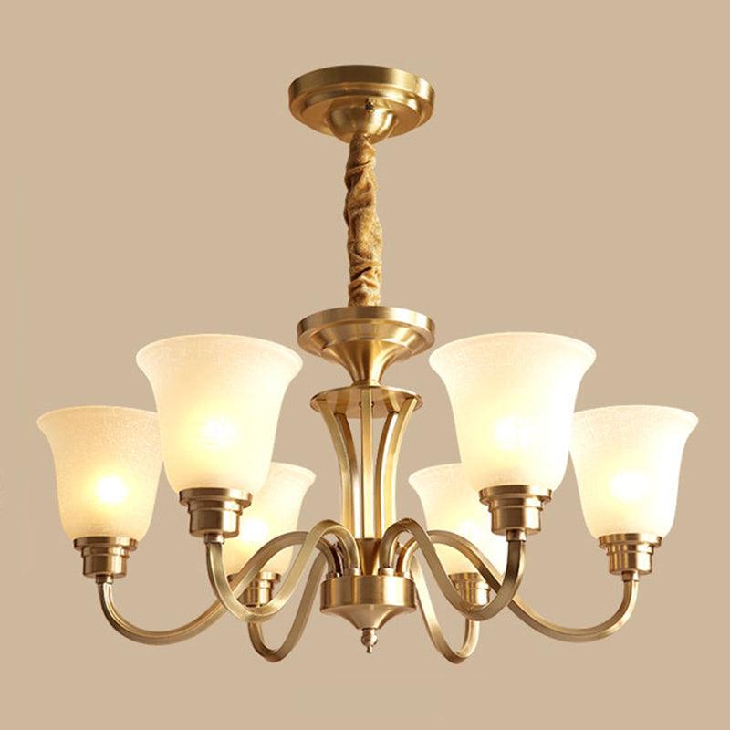 Bell Frosted Glass Chandelier Light Retro Style Pendant Fixture - Rebooters