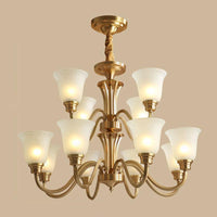 Bell Frosted Glass Chandelier Light Retro Style Pendant Fixture - Rebooters