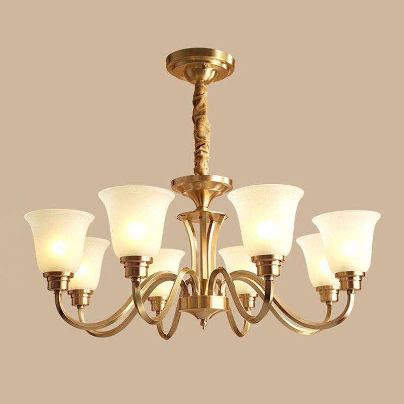 Bell Frosted Glass Chandelier Light Retro Style Pendant Fixture - Rebooters