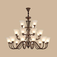 Bell Frosted Glass Chandelier Light Retro Style Pendant Fixture - Rebooters