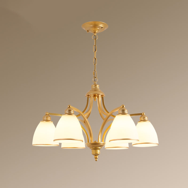 Classic Bell Chandelier Lighting Opal Glass Pendant Fixture - Rebooters