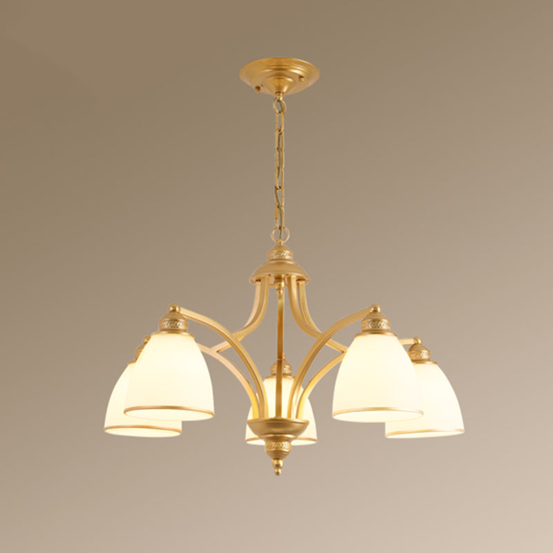 Classic Bell Chandelier Lighting Opal Glass Pendant Fixture - Rebooters