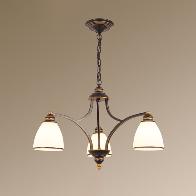 Classic Bell Chandelier Lighting Opal Glass Pendant Fixture - Rebooters