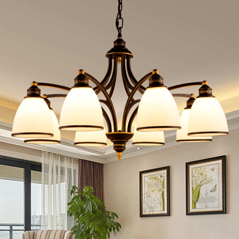 Classic Bell Chandelier Lighting Opal Glass Pendant Fixture - Rebooters