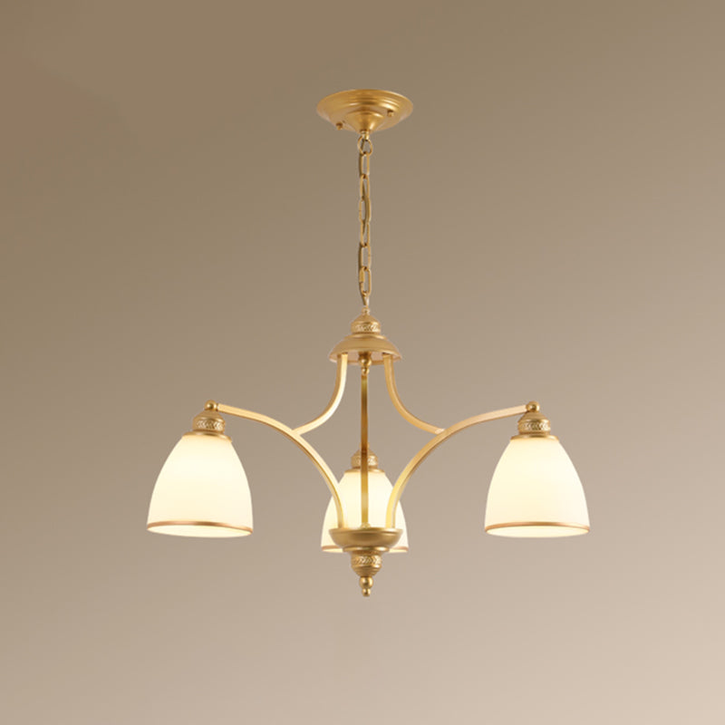 Classic Bell Chandelier Lighting Opal Glass Pendant Fixture - Rebooters