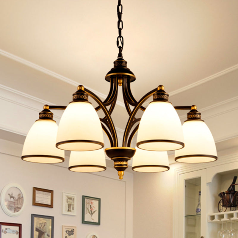 Classic Bell Chandelier Lighting Opal Glass Pendant Fixture - Rebooters