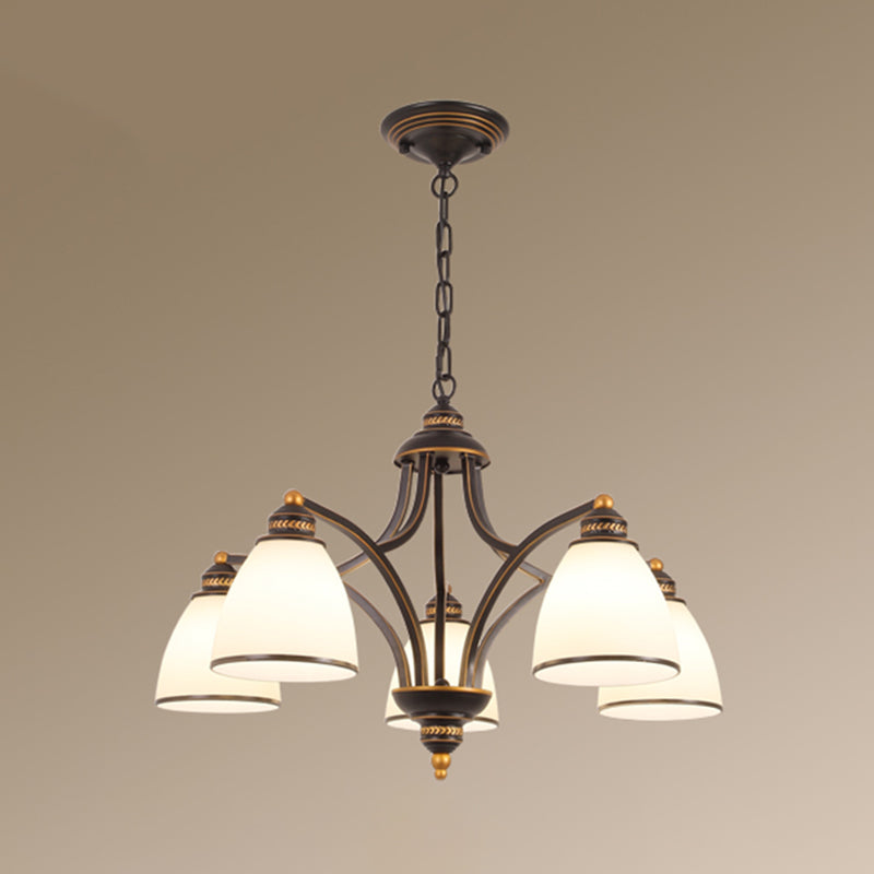 Classic Bell Chandelier Lighting Opal Glass Pendant Fixture - Rebooters