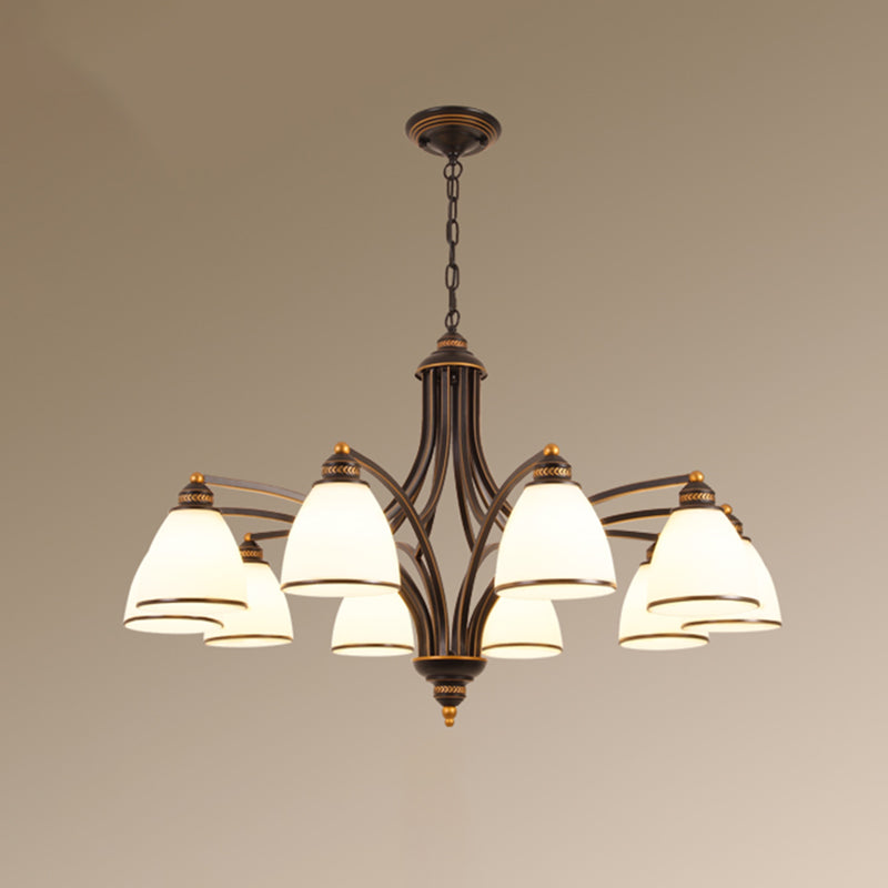 Classic Bell Chandelier Lighting Opal Glass Pendant Fixture - Rebooters