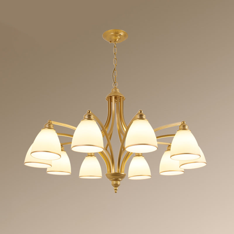 Classic Bell Chandelier Lighting Opal Glass Pendant Fixture - Rebooters