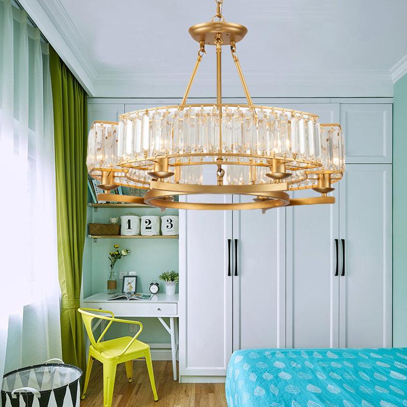 6/8 Bulbs Round Hanging Chandelier Contemporary Crystal Light - Rebooters