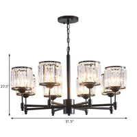 3/6/8 Lights Radial Pendant Chandelier Contemporary Crystal Hanging Light in Black for Bedroom - Rebooters